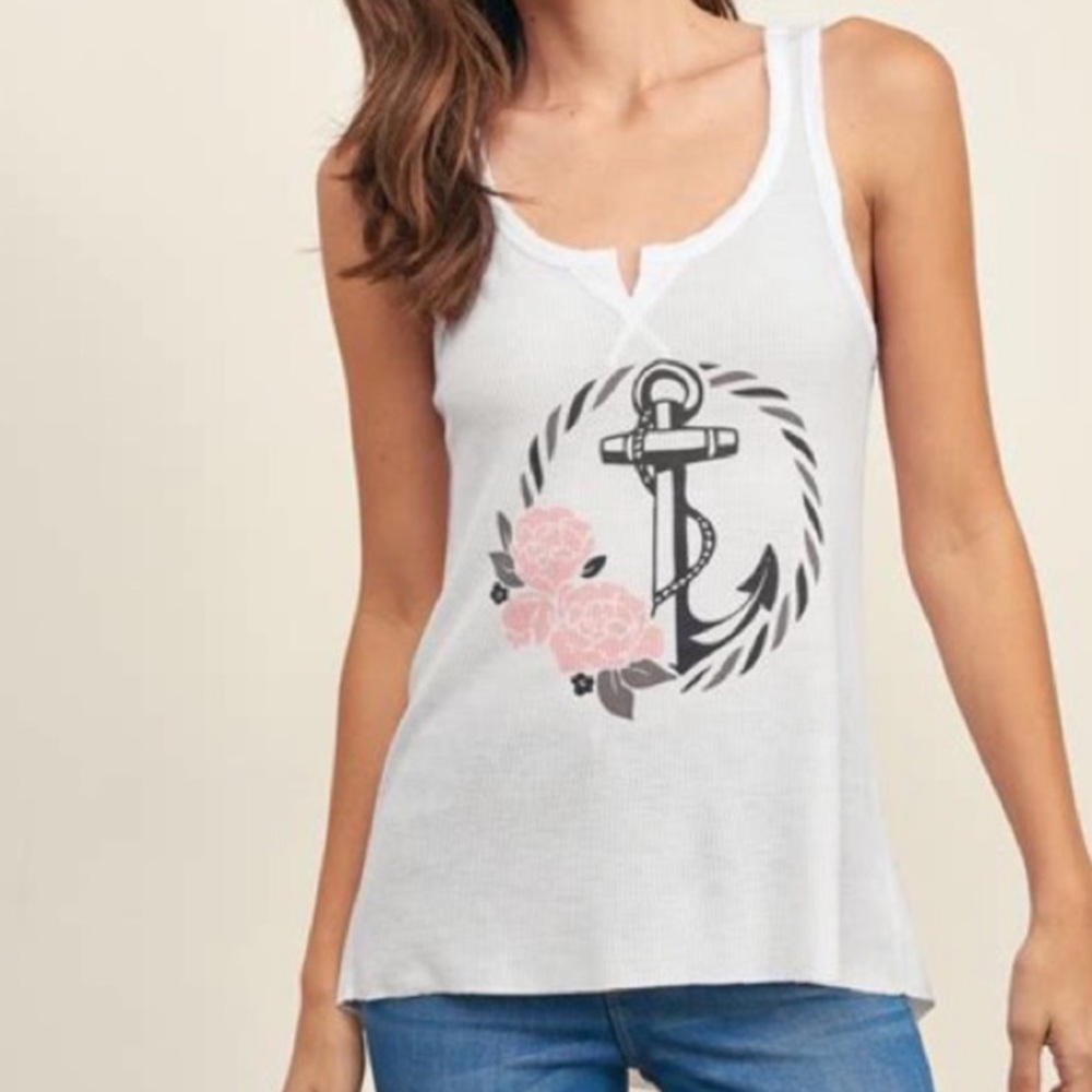 New XS white Abercrombie open back anchor top - Picture 4 of 5